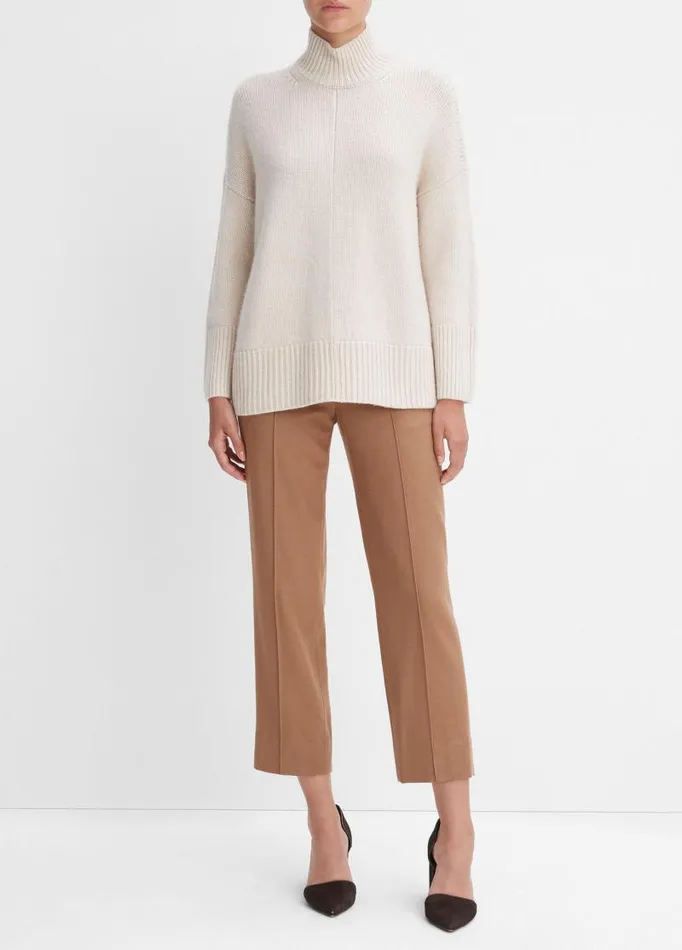 Women Sweaters Vince Wool And Cashmere Trapeze Turtleneck Sweater Heather Latte Women Sweaters Vince Wool And Cashmere Trapeze Turtleneck Sweater Heather Latte