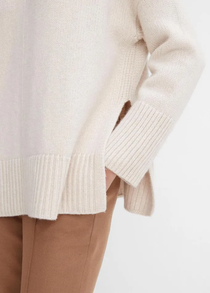 Women Sweaters Vince Wool And Cashmere Trapeze Turtleneck Sweater Heather Latte