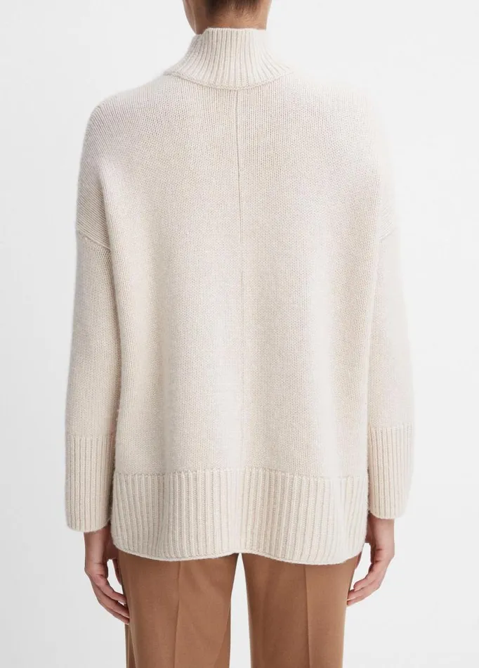 Women Sweaters Vince Wool And Cashmere Trapeze Turtleneck Sweater Heather Latte