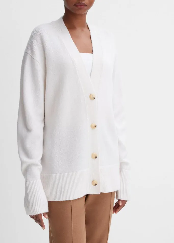 Women Sweaters Vince Wool And Cashmere Weekend Cardigan Off White
