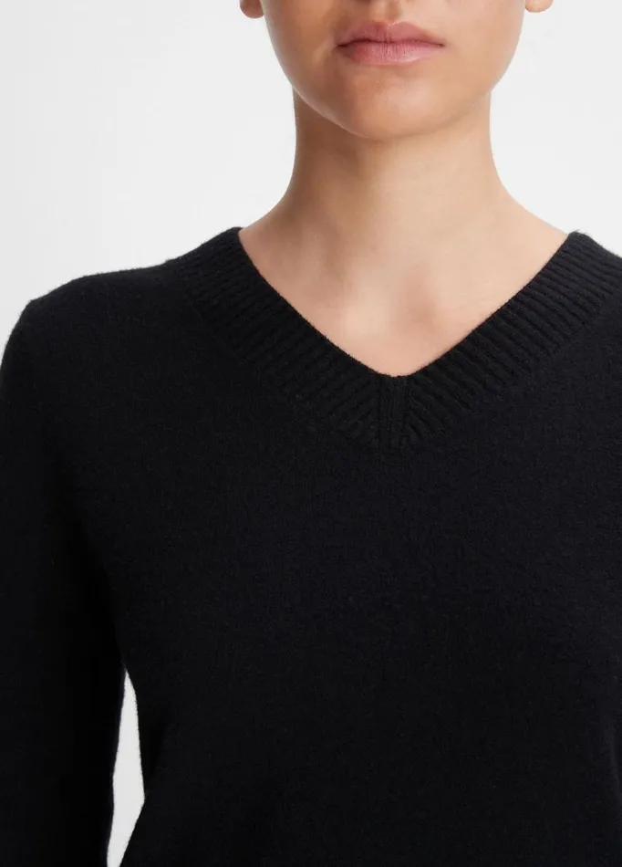 Women Sweaters Vince WoolBlend Cropped VNeck Pullover Black