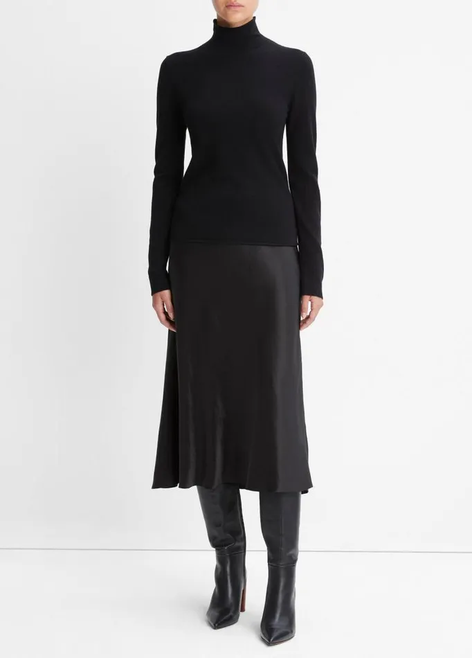 Women Sweaters Vince WoolBlend Slim Turtleneck Sweater Black