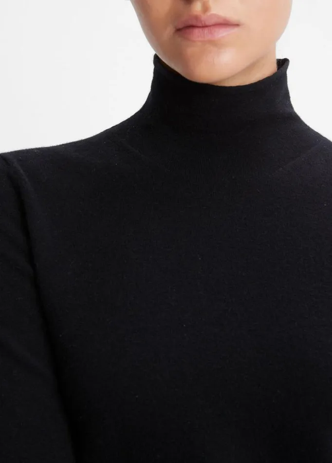 Women Sweaters Vince WoolBlend Slim Turtleneck Sweater Black