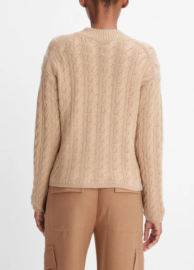 Women Sweaters Vince WoolBlend Twisted Cable Crew Neck Sweater Cashew