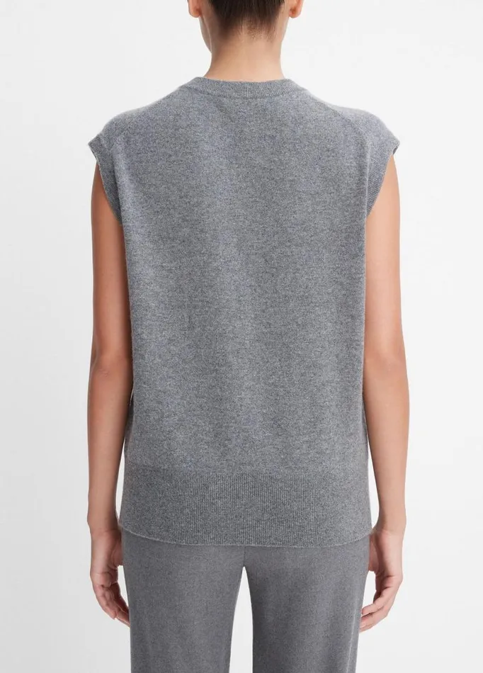 Women Sweaters Vince WoolBlend VNeck Sweater Vest Heather Flint