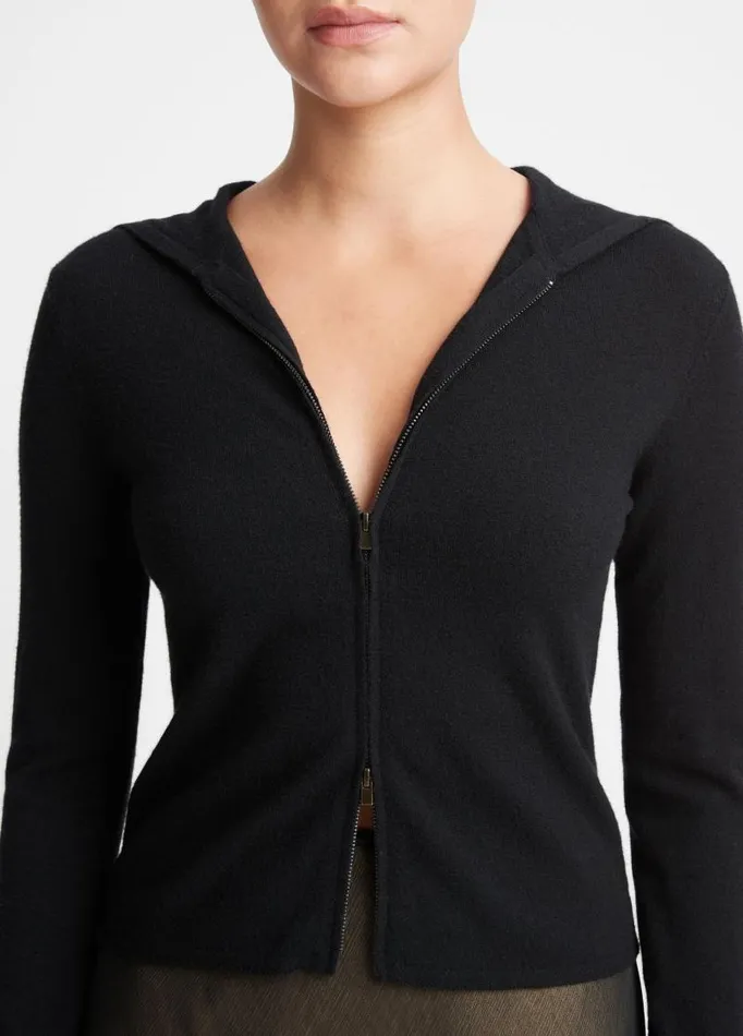 Women Sweaters Vince WoolBlend Zip Hoodie Black