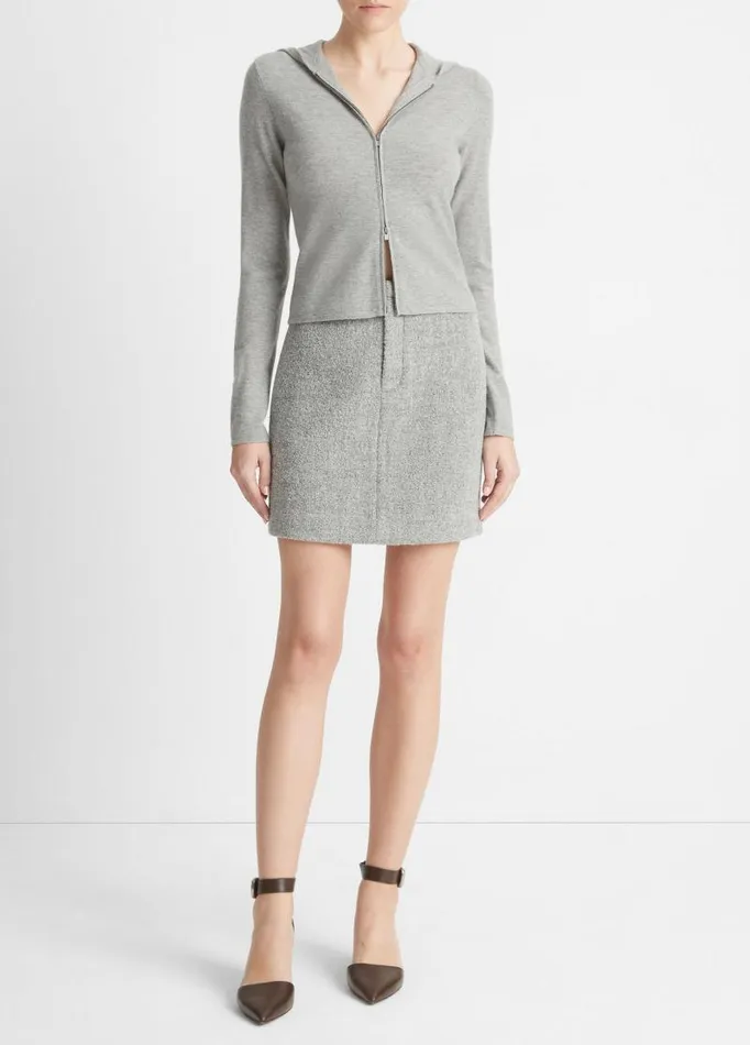 Women Sweaters Vince WoolBlend Zip Hoodie Heather Silver Dust
