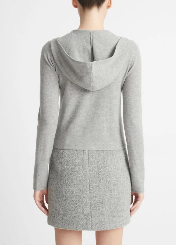 Women Sweaters Vince WoolBlend Zip Hoodie Heather Silver Dust