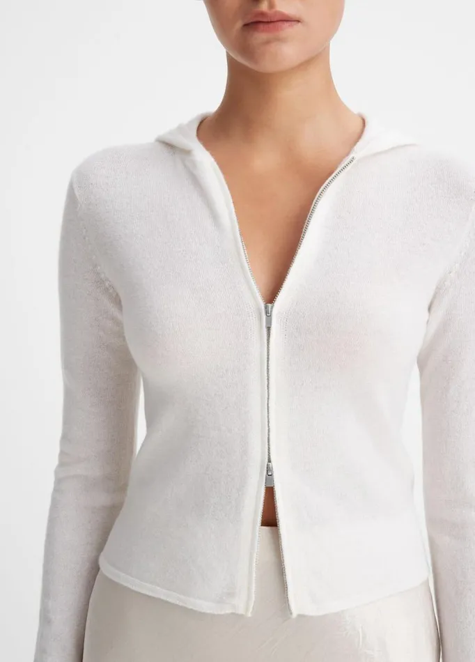 Women Sweaters Vince WoolBlend Zip Hoodie Off White