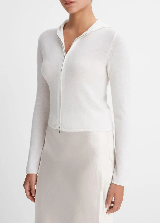 Women Sweaters Vince WoolBlend Zip Hoodie Off White