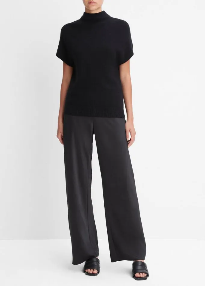 Women Sweaters Vince WoolCashmere Mock Neck Popover Black