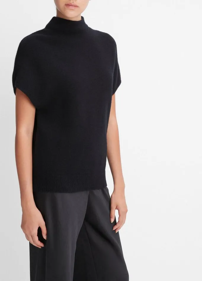 Women Sweaters Vince WoolCashmere Mock Neck Popover Black