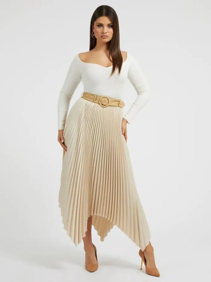 Women Sweetheart Neck Sweater White Guess Knitwear And Sweatshirts