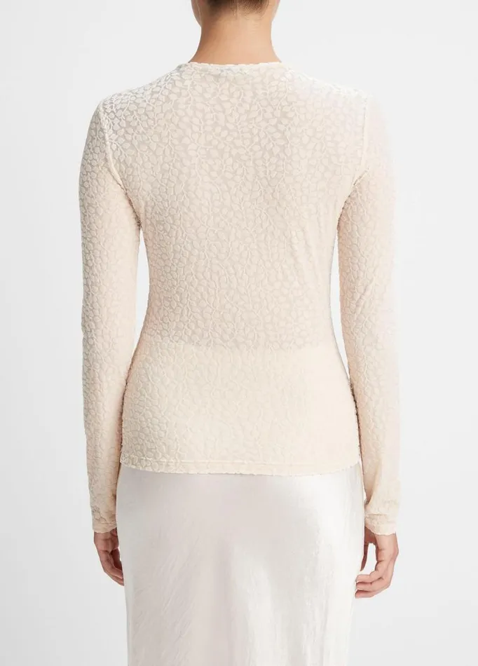 Women TShirts Vince Burnout Velour LongSleeve Top Champagne
