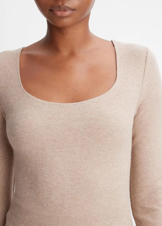 Women TShirts Vince Cozy Scoop Neck Top Heather Hazel Cream