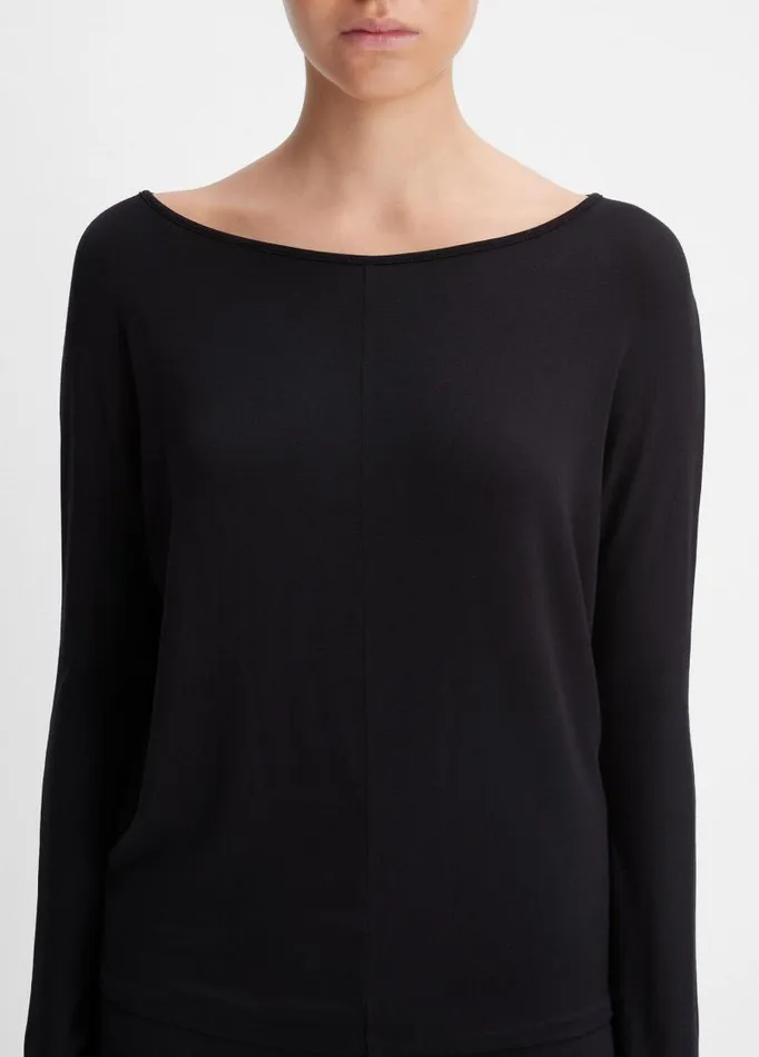 Women TShirts Vince Draped WideNeck Top Black