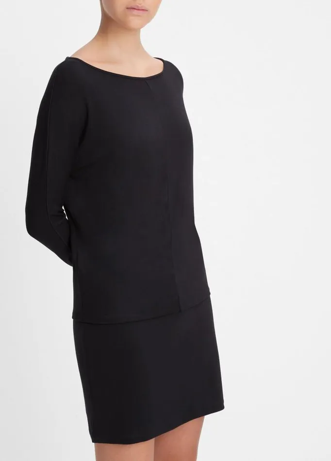 Women TShirts Vince Draped WideNeck Top Black