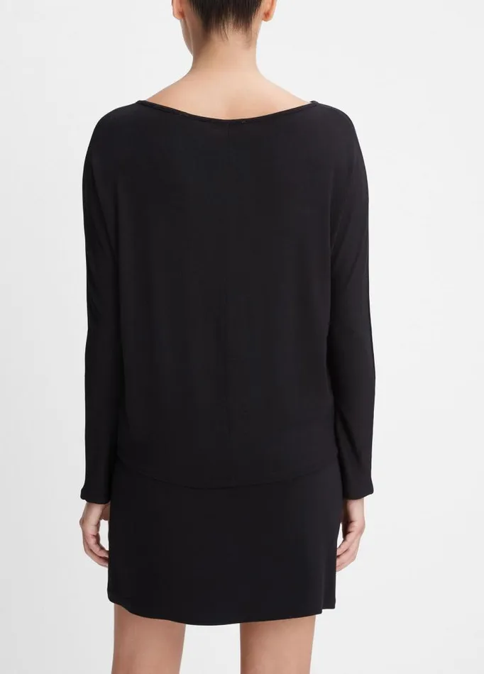 Women TShirts Vince Draped WideNeck Top Black