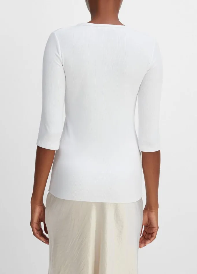 Women TShirts Vince Elbow Sleeve Crew Neck TShirt Optic White