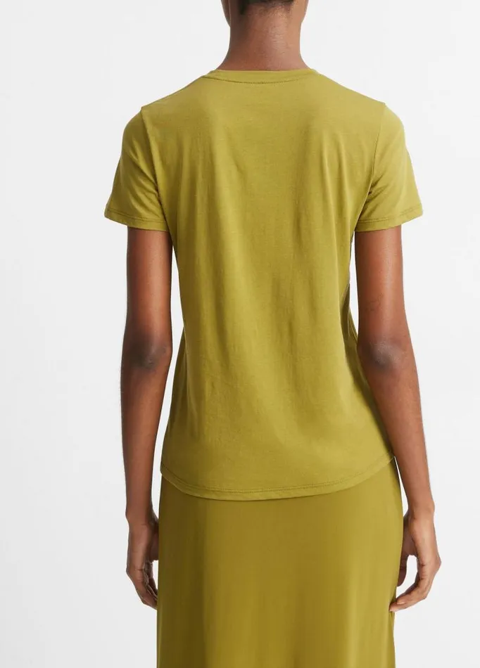 Women TShirts Vince Essential Pima Cotton Crew Neck TShirt Basil