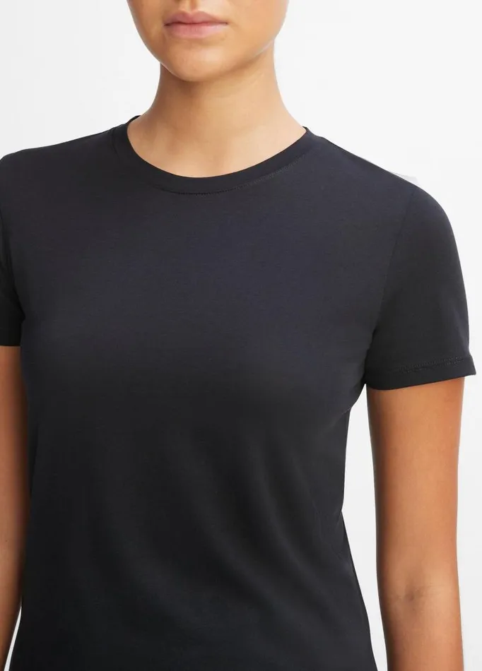 Women TShirts Vince Essential Pima Cotton Crew Neck TShirt Coastal Blue