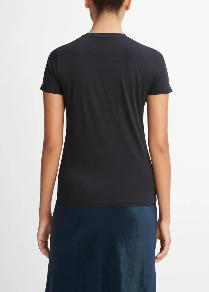 Women TShirts Vince Essential Pima Cotton Crew Neck TShirt Coastal Blue