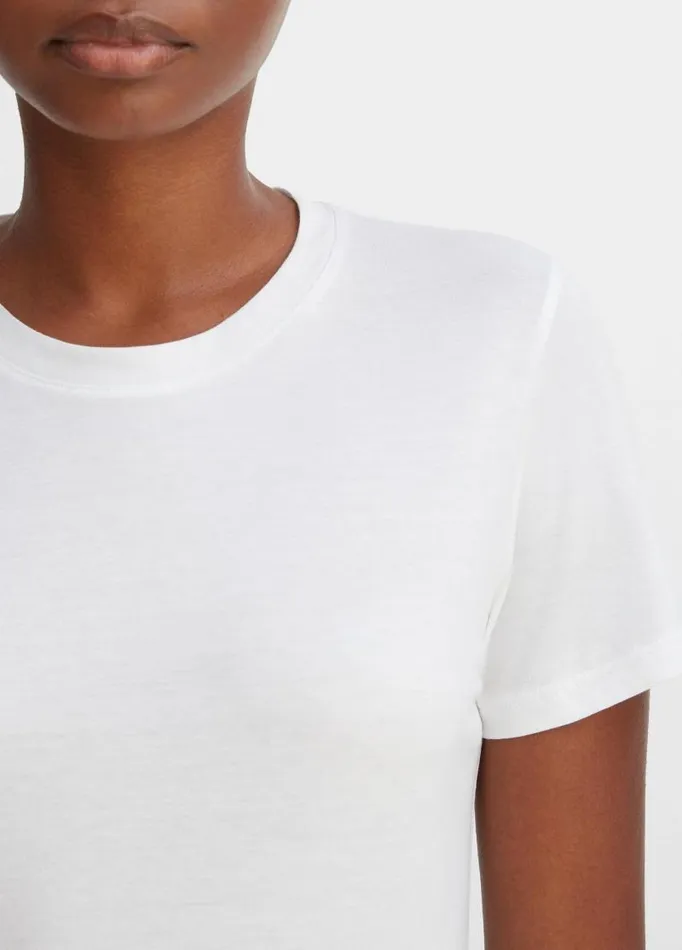Women TShirts Vince Essential Pima Cotton Crew Neck TShirt Optic White