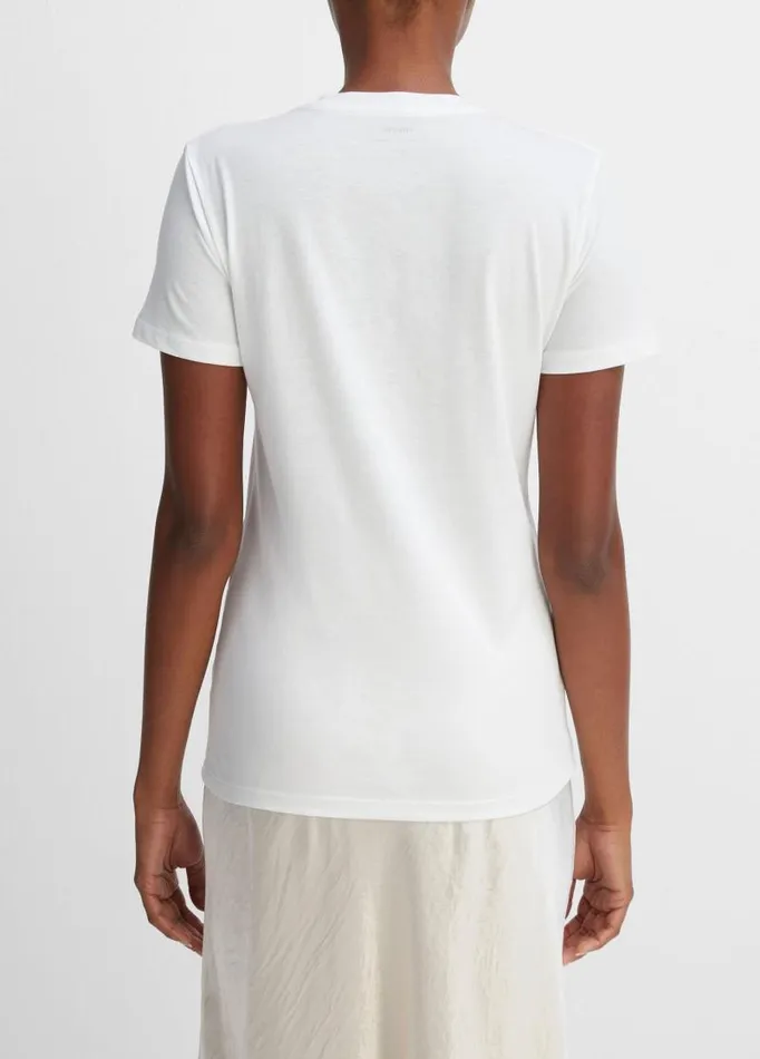 Women TShirts Vince Essential Pima Cotton Crew Neck TShirt Optic White