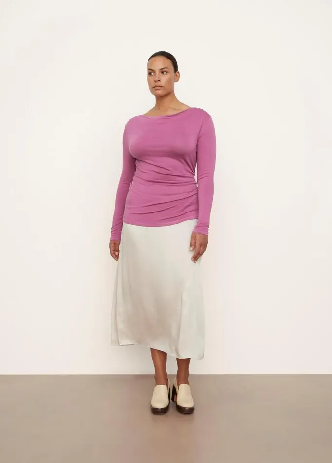 Women TShirts Vince Long Sleeve DrapedNeck Top Camelia
