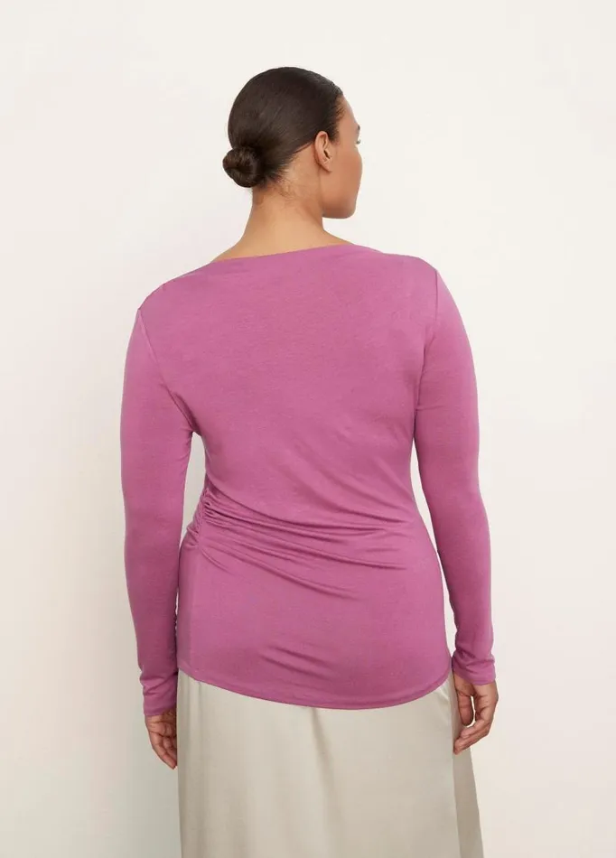 Women TShirts Vince Long Sleeve DrapedNeck Top Camelia