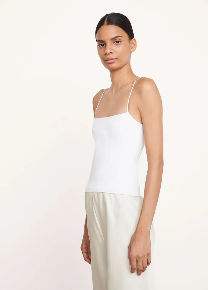 Women TShirts Vince Pima Cotton Camisole Optic White