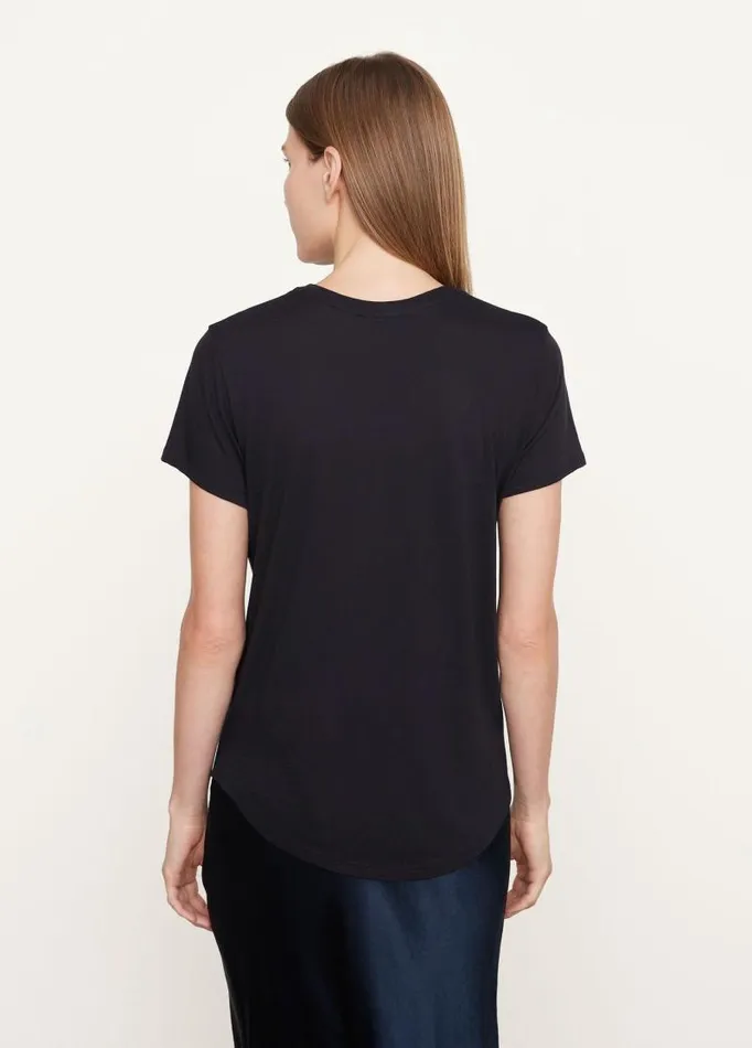 Women TShirts Vince Pima Shirttail Crew Neck TShirt Coastal Blue