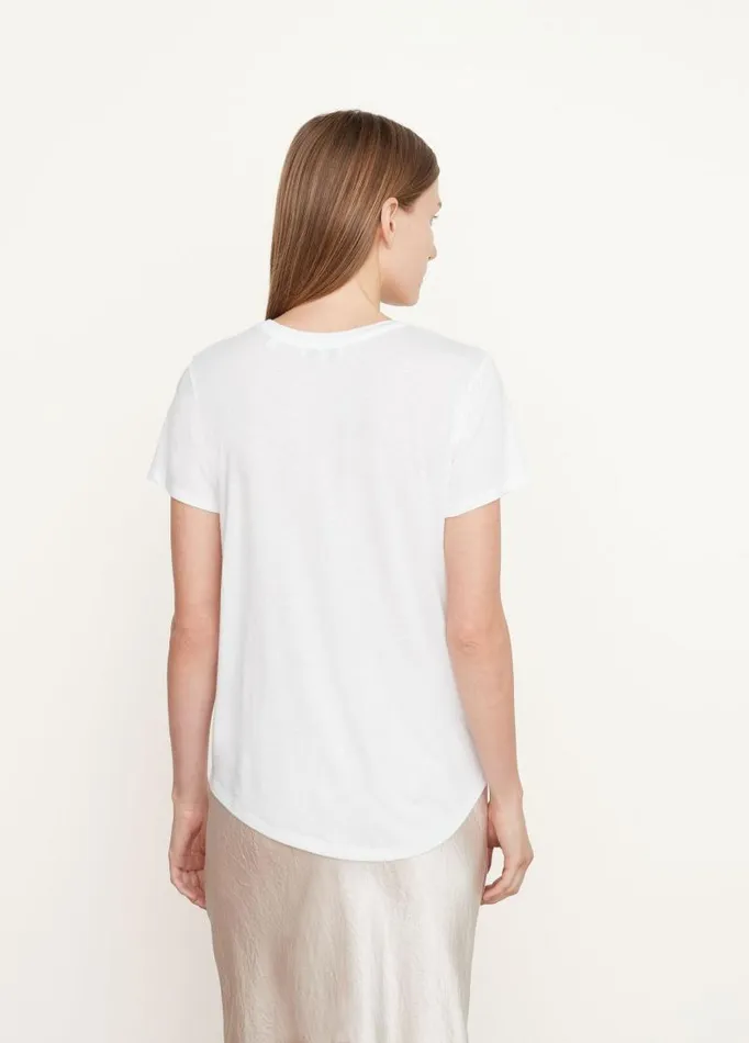 Women TShirts Vince Pima Shirttail Crew Neck TShirt White