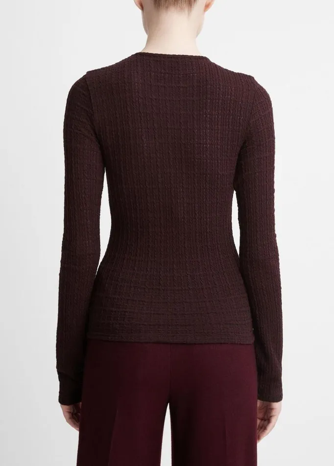 Women TShirts Vince PlaidJacquard LongSleeve Top Black Fig
