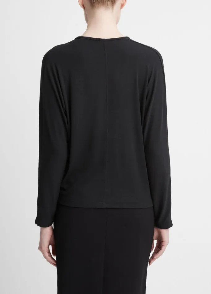 Women TShirts Vince Relaxed LongSleeve Top Black