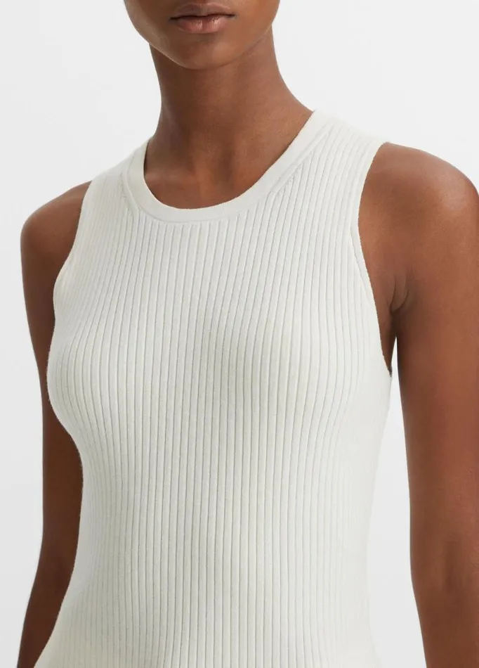 Women TShirts Vince Ribbed HighNeck Sweater Tank Off White