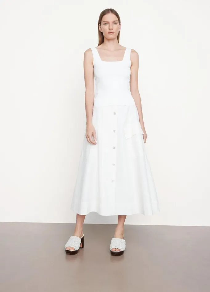 Women TShirts Vince Square Neck Camisole Off White