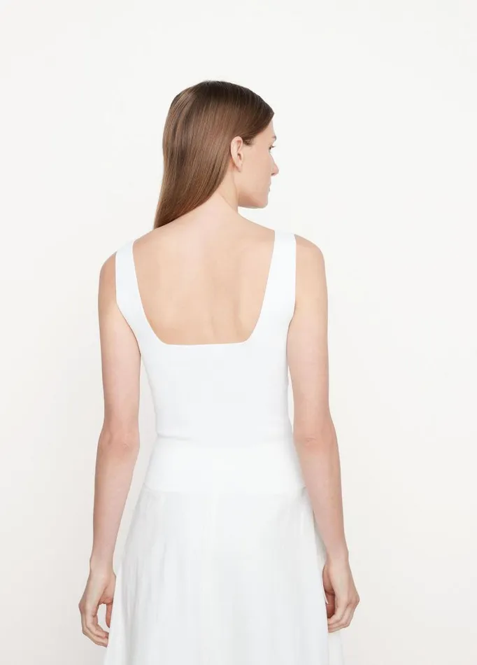 Women TShirts Vince Square Neck Camisole Off White