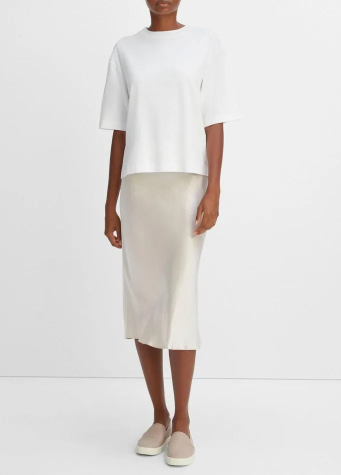 Women TShirts Vince WideSleeve Crop TShirt Optic White