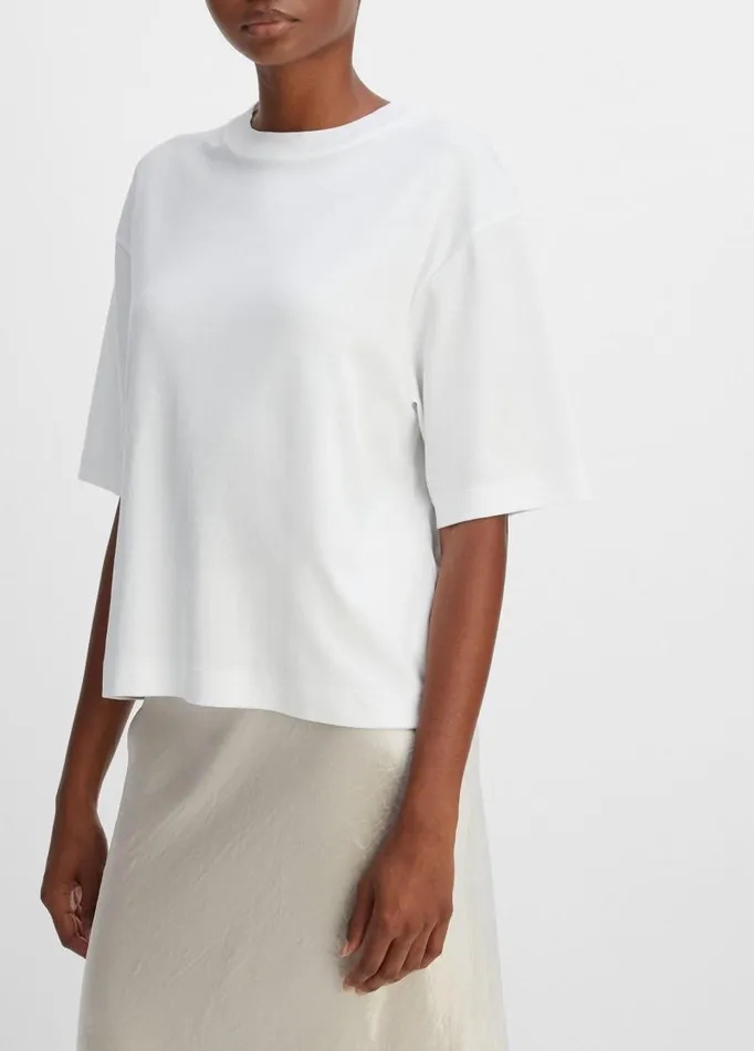 Women TShirts Vince WideSleeve Crop TShirt Optic White