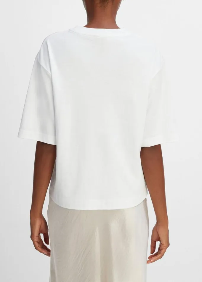 Women TShirts Vince WideSleeve Crop TShirt Optic White