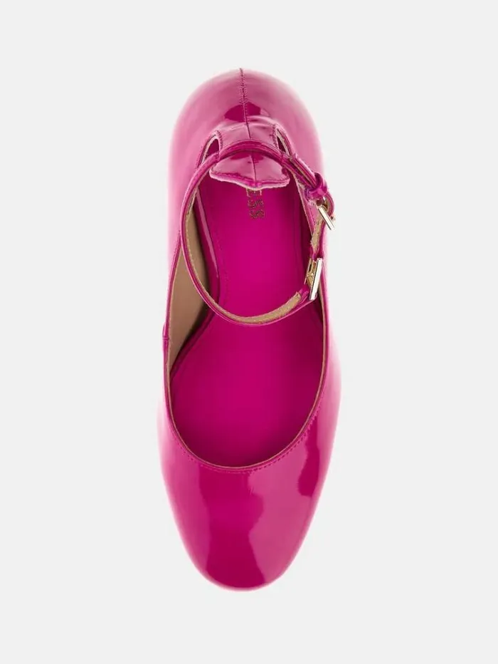 Women Temis Patent Leather Court Shoes Fuchsia Guess Heels