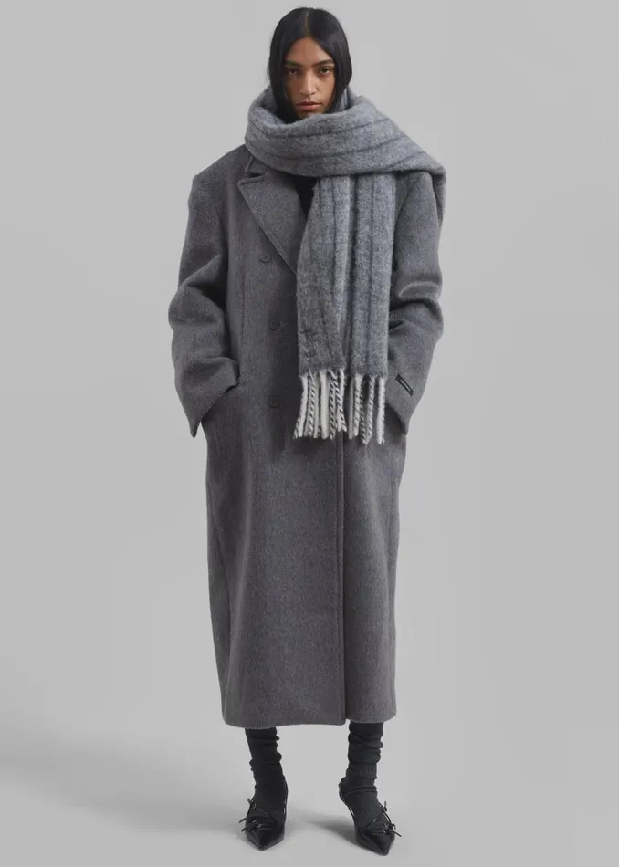 Women The Frankie Shop Accessories Aurelia Wool Scarf Grey Stripe