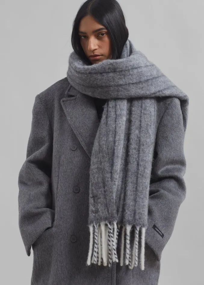Women The Frankie Shop Accessories Aurelia Wool Scarf Grey Stripe