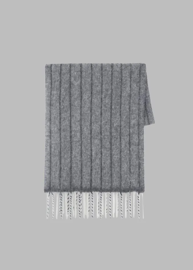 Women The Frankie Shop Accessories Aurelia Wool Scarf Grey Stripe