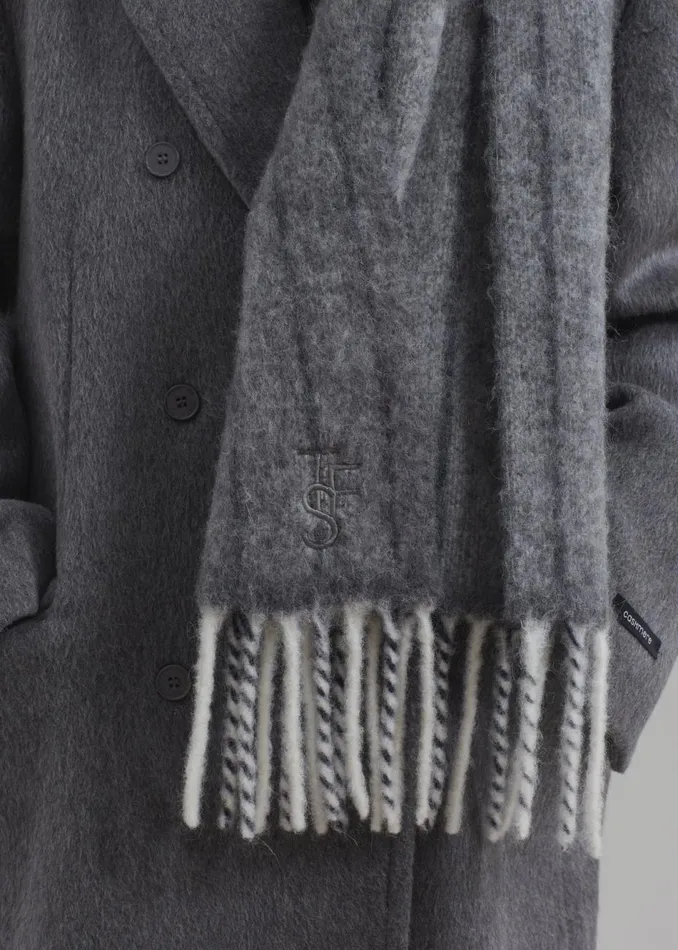 Women The Frankie Shop Accessories Aurelia Wool Scarf Grey Stripe
