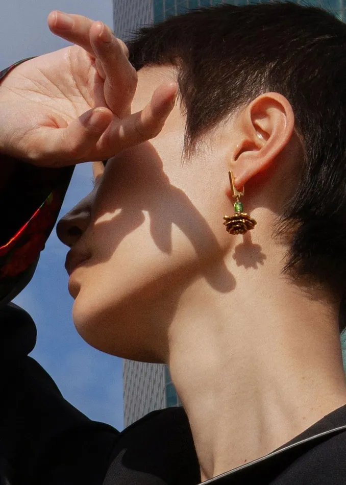 Women The Frankie Shop Accessories Bevza Hanging Marigold Earrings Redyellow