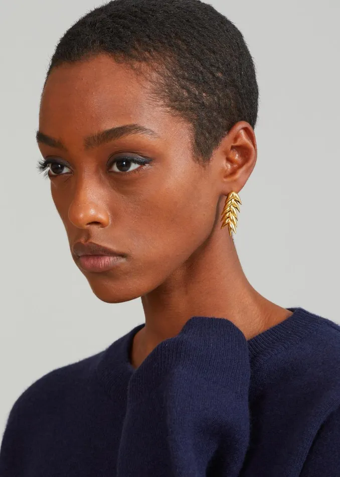 Women The Frankie Shop Accessories Bevza Spikelet Short Earrings Gold