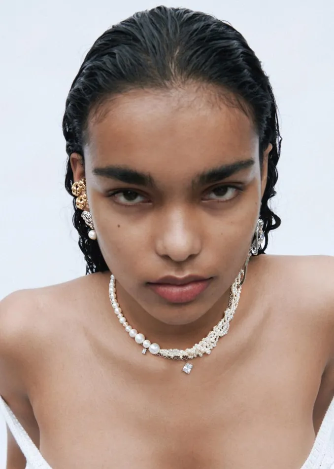 Women The Frankie Shop Accessories Completedworks Encrypted Dreams Necklace Cubic Zirconiagold Vermeil