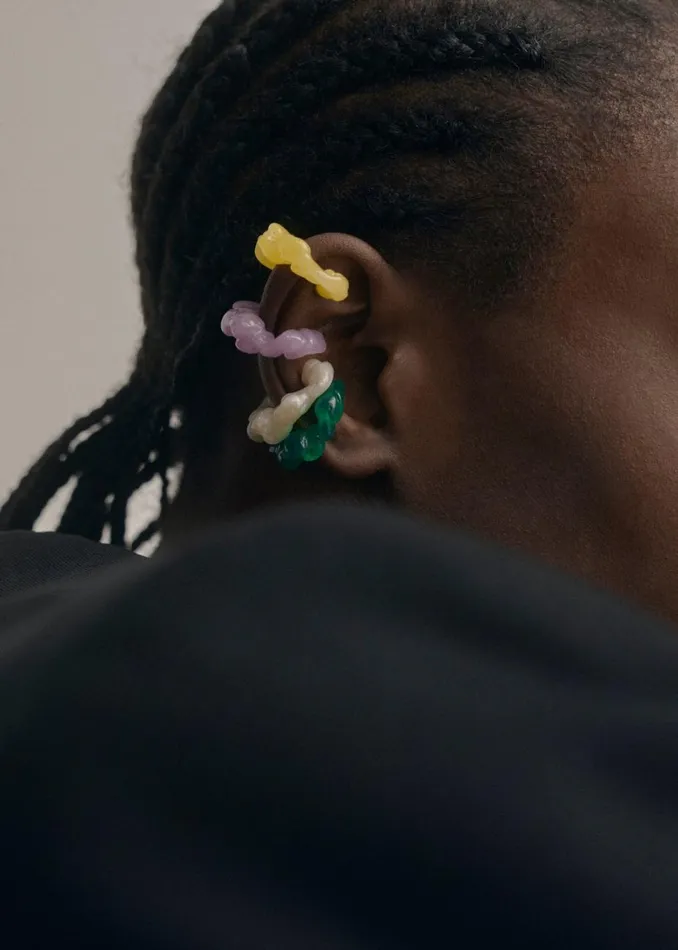 Women The Frankie Shop Accessories Completedworks Ruffle BioResin Ear Cuff Green Women The Frankie Shop Accessories Completedworks Ruffle BioResin Ear Cuff Green